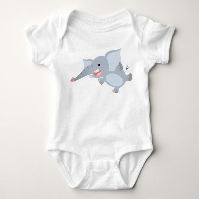 T-shirt Roupa de Bebê Elefante de Cartoon Flutuante (Frente)