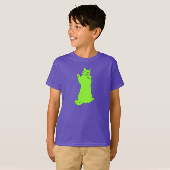 T-shirt Roupa de Gato Verde (Frente Completa)