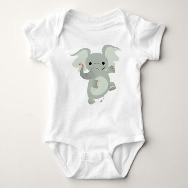 T-shirt Roupa do bebê do elefante dos desenhos animados da (Frente)