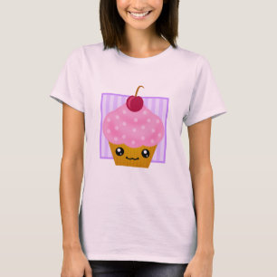 T-shirt Roupa do cupcake da cereja de Kawaii