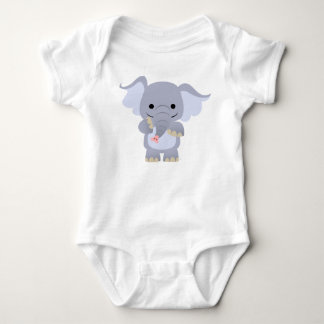 T-shirt Roupa feliz do bebê do elefante dos desenhos