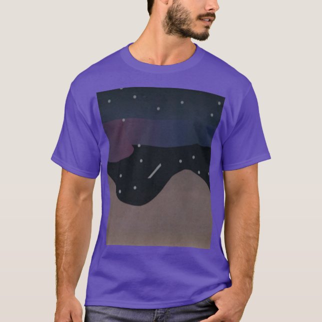 T-shirt roxa com Montanhas e Céu Noturno (Frente)