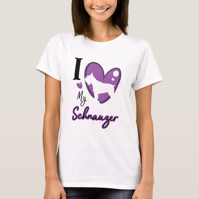 T-shirt Roxo, adoro o meu schnauzer (Frente)