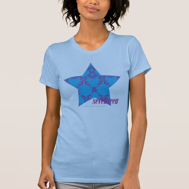 T-shirt Roxo-Aqua 2 do damasco (Frente)