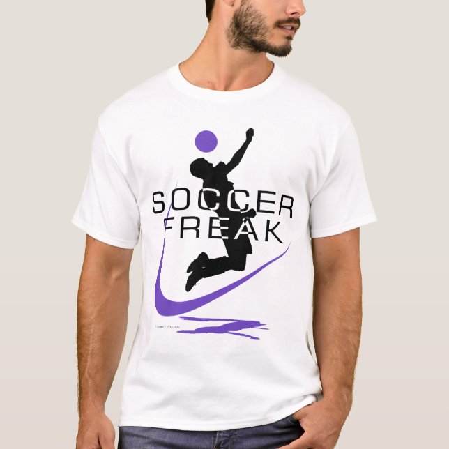T-shirt roxo arrepiante dos meninos do futebol (Frente)
