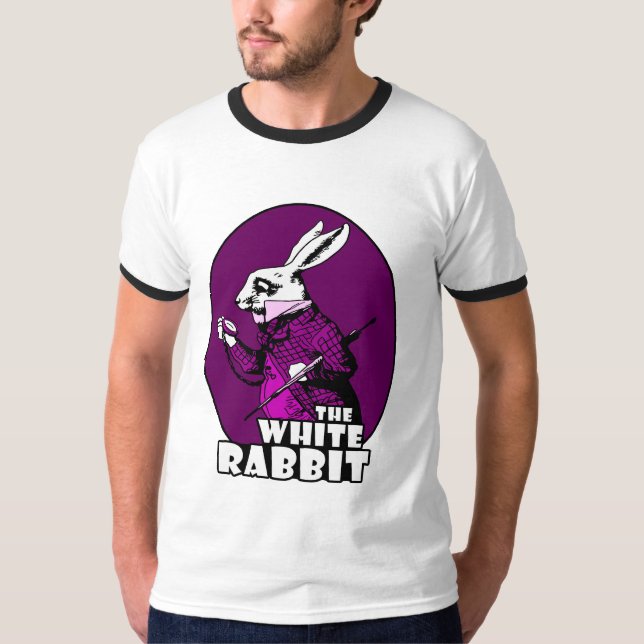 T-shirt Roxo branco do logotipo do coelho (Frente)