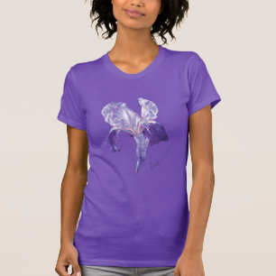 T-shirt roxo da arte da aguarela da íris