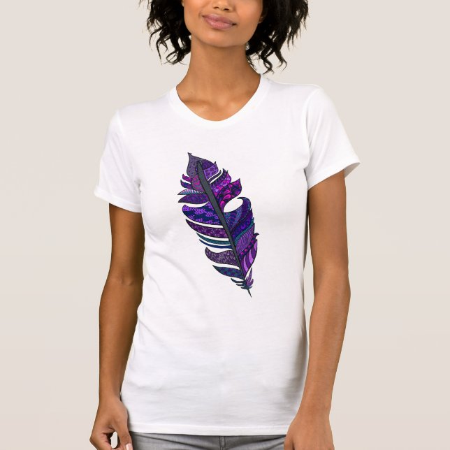 T-shirt roxo da pena (Frente)