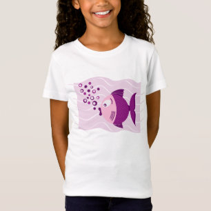 T-shirt roxo das meninas da composição dos peixe