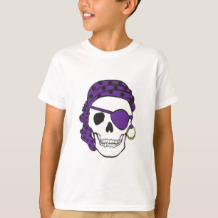 T-shirt roxo do crânio do pirata