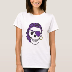 T-shirt roxo do crânio do pirata