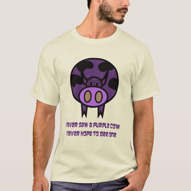 T-shirt roxo dos homens da vaca (Frente)