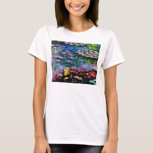 T-shirt roxo dos lírios de água de Monet