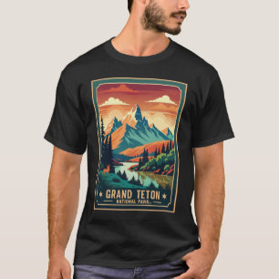 T-Shirt Rtro Grand Teton Hike Sunset