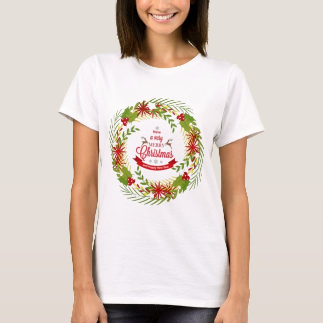 T-shirt Rua de Natal com Mistletoe (Frente)