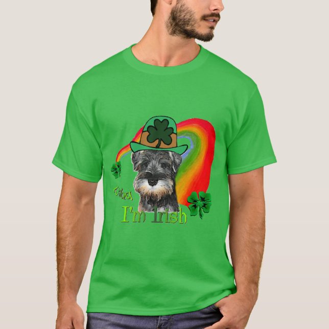 T-shirt Rua. Patricks Day Mini Schnauzer (Frente)
