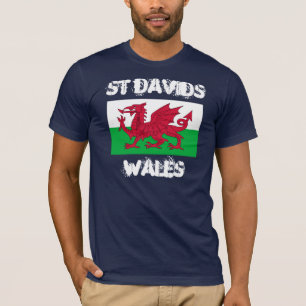 T-shirt Ruas Davids, País de Gales com bandeira galesa
