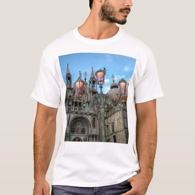 T-shirt Ruas. Marcas e Lâmpada, Veneza, Itália (Frente)