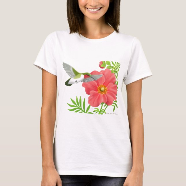 T-shirt Ruby Throated Hummingbird Topo da Babilônia (Frente)