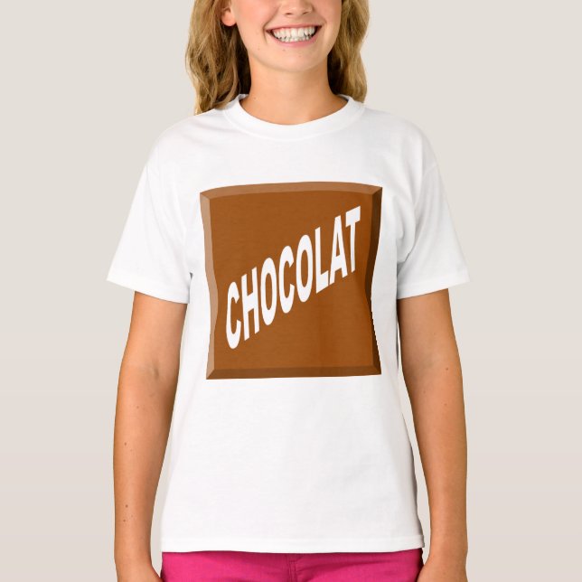 T-shirt Ruffle branco raparigas Desenho CHOCOLATE (Frente)