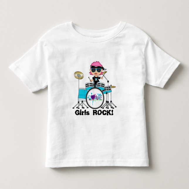 T-shirt ruffled criança da rocha das meninas (Frente)