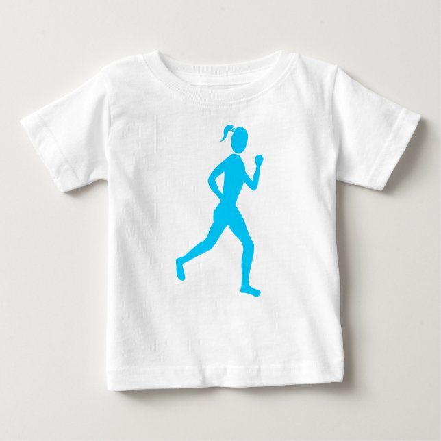 T-shirt Runner (Mulher) - Azul-Céu (Frente)