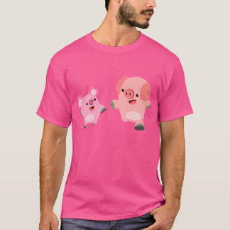 T-shirt Running bonito dos porcos dos desenhos