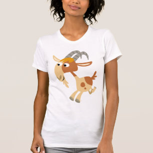 T-shirt Running das mulheres da cabra dos desenhos
