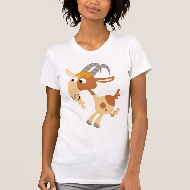 T-shirt Running das mulheres da cabra dos desenhos (Frente)