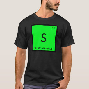 T-shirt S - Símbolo do Dinossauro Struthiomimus na Tabela 