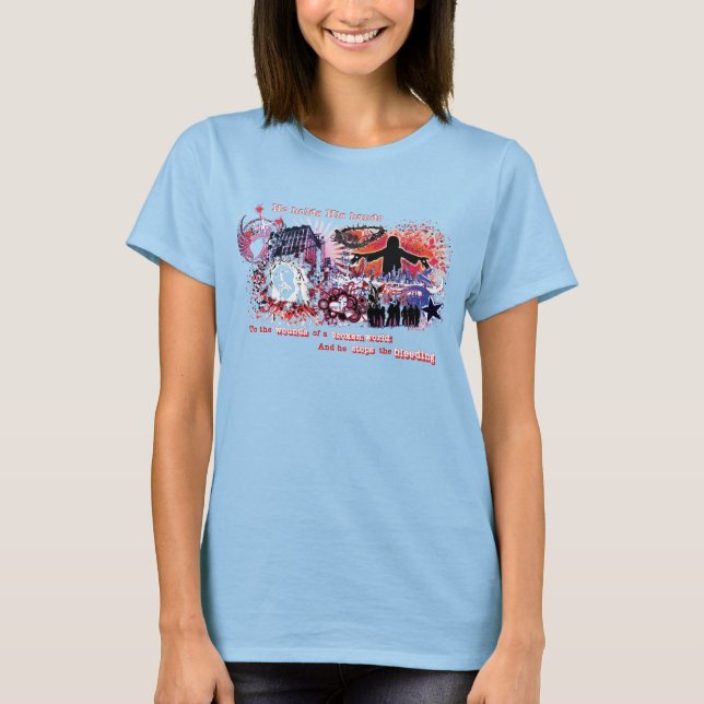 T-shirt Sacrifício por amor. Pare a hemorragia (Frente)