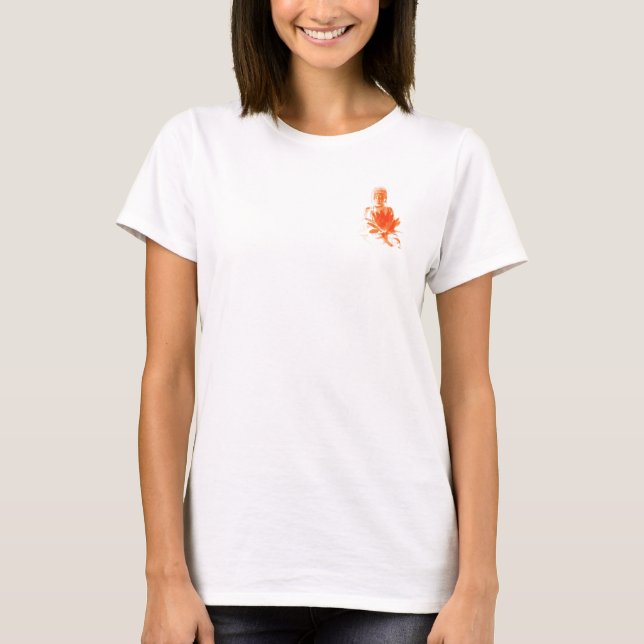 T-shirt saffron buddha com lótus - paz no interior (Frente)