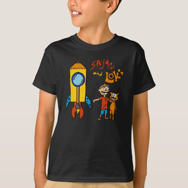 T-shirt Sagan e T preto de Rocket do Loki (Frente)