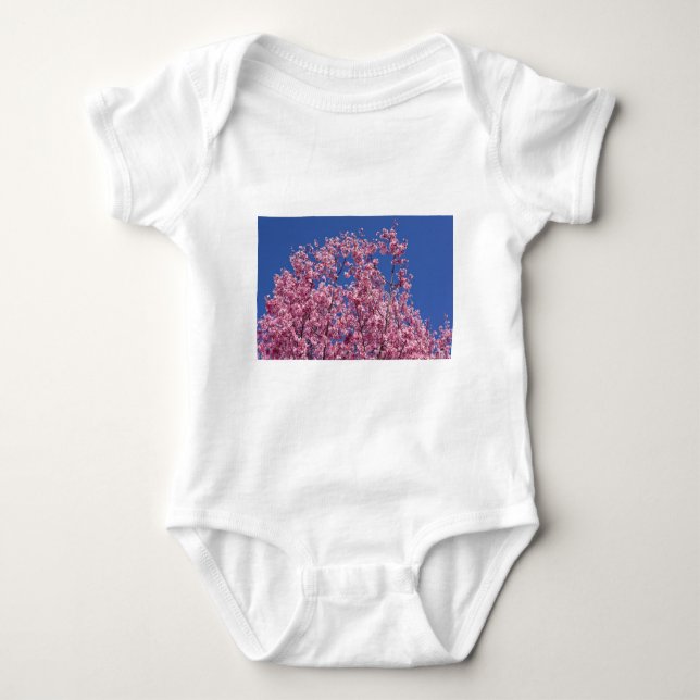 T-shirt Sakura Cherry Blossoms No Azul (Frente)