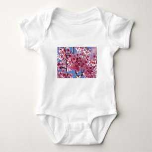 T-shirt Sakura Flores de Cerejeira Estrelas Vermelhas