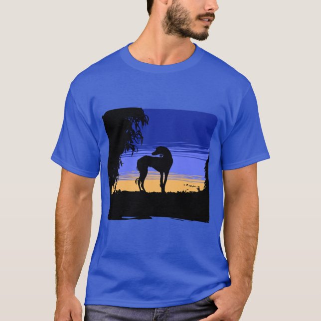 T-shirt Saluki at night (Frente)