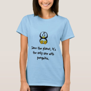 T-shirt salvar o T do pinguim do planeta