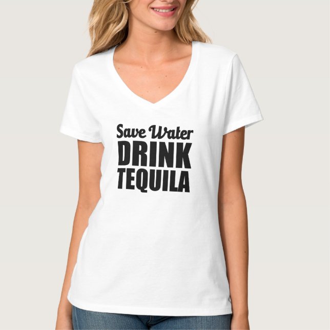 T-shirt Salvar o Tequila da bebida da água engraçado (Frente)