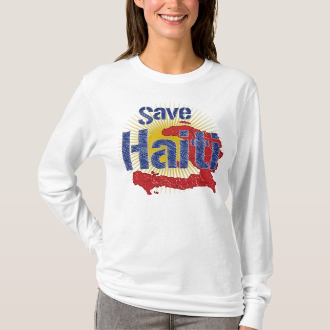 T-shirt Salvar rendimentos de Haiti (azul) - vão à CRUZ (Frente)
