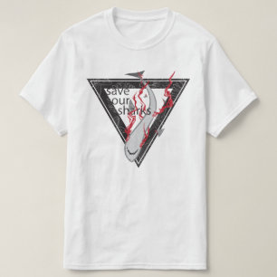 T-shirt salvem nossos tubarões SOS triângulo floral