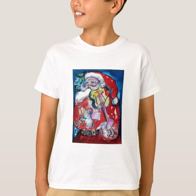 T-shirt SANTA CLAUS JOGANDO VIOLIN Festa de Natal (Frente)