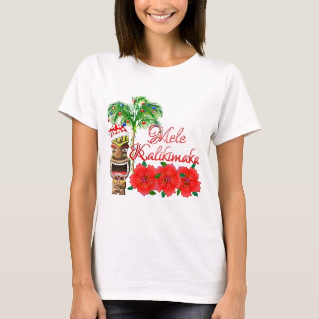 T-shirt Santa Claus Tiki Mele Kalikimaka (Frente)