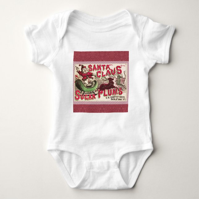 T-shirt Santa Claus Vintage Ilustração Sleigh (Frente)