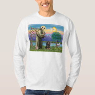 T-shirt Santo Francis & Black-Tan Cocker Spaniel