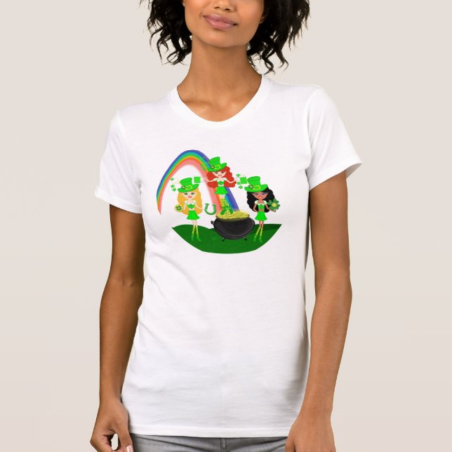 T-shirt São Patrick's Day Girl Leprechauns (Frente)