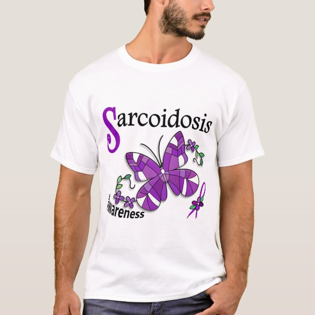 T-shirt Sarcoidosis da borboleta 2 do vitral (Frente)