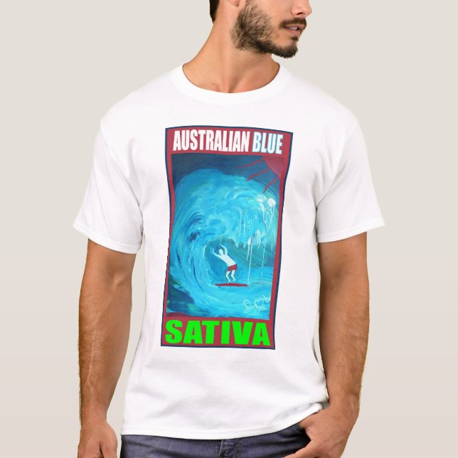 T-SHIRT SATIVA AZUL AUSTRALIANO (Frente)
