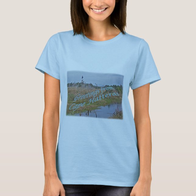 T-shirt Saudações de Cape Hatteras OBX (Frente)