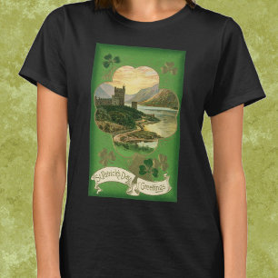 T-shirt Saudações Vintage do Dia de São Patrício Castelo d
