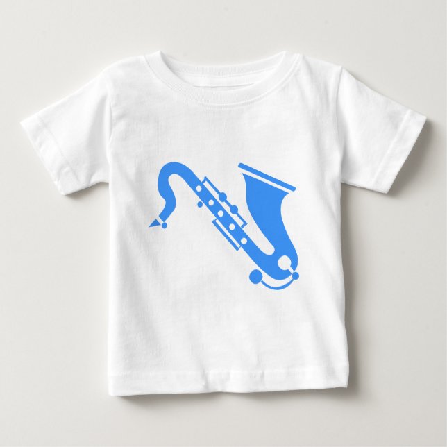 T-shirt Saxofone - Azul Bebê (Frente)